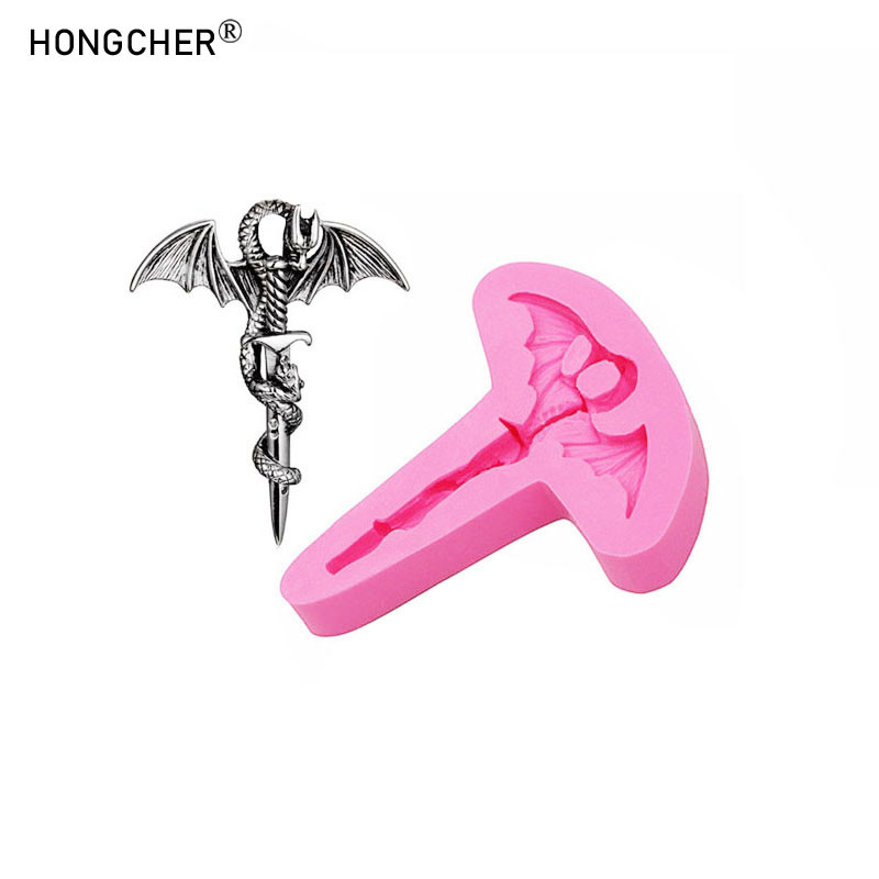 

Flying Dragon Sword Jewelry Pendant Silicone Mould DIY Keychain Decoration Pendant Drip Mold Chocolate Flip Cake Decoration