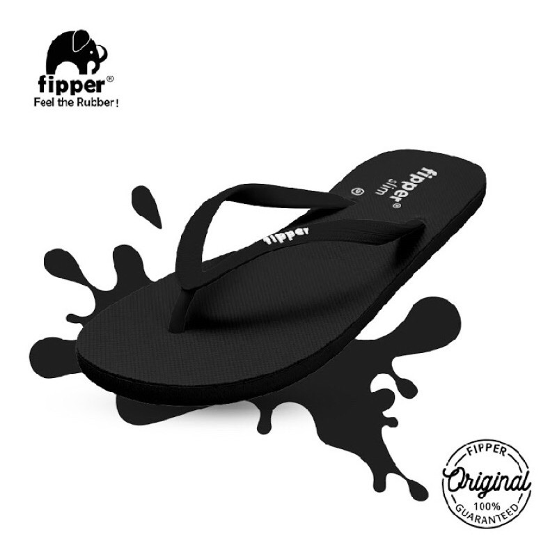 FIPPER SANDAL SLIM BLACK / BLACK - sandal jepit wanita