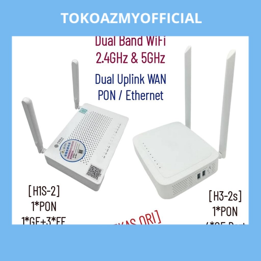 XPON H1S-2 / H3-2s Dual Band WiFi 2.4GHz & 5GHz ONT ONU Dual UPLINK bisa EPON GPON XPON Plus