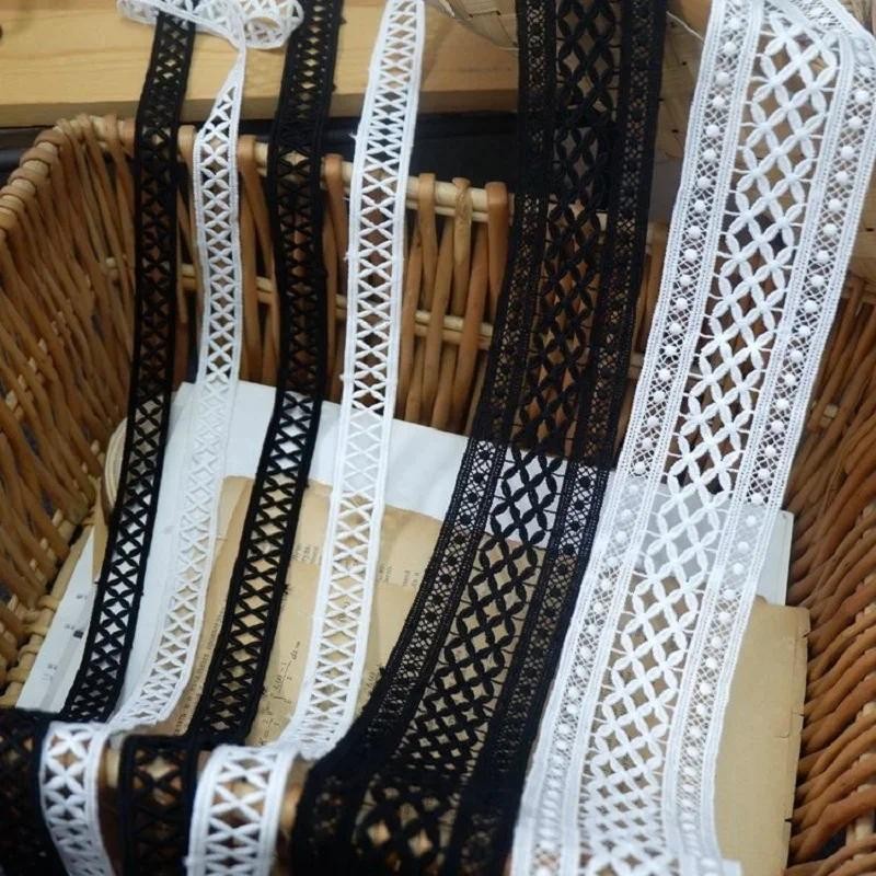 

Hollow Water Soluble Lace Ribbon, DIY Sewing Lace Fabric Accessories, Dress Curtain, Clothing Wrapping Lace, White and Black