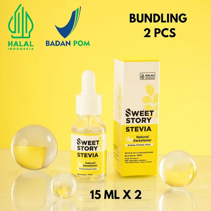 

[ BUNDLING 2 PCS ] Sweet Story Stevia Cair Pemanis Alami 0 KALORI tetes