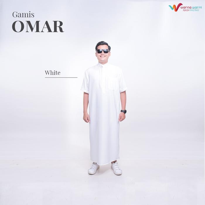 Gamis Omar Bahan Rainbow Twill/Gamis muslim Pria/ - WHITE