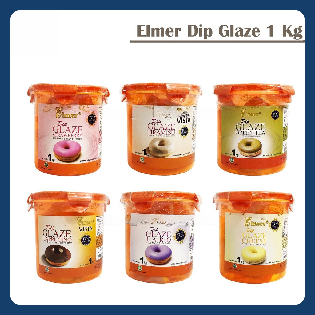

TERLENGKAP !!! ELMER DIP GLAZE 1 KG ALL VARIAN / RASA LENGKAP TOPPING DONUT SELAI DONAT TIRAMISU STROBERI COKLAT CAPPUCINO GREEN TEA CHEESE WHITE SUSU TARO 1KG