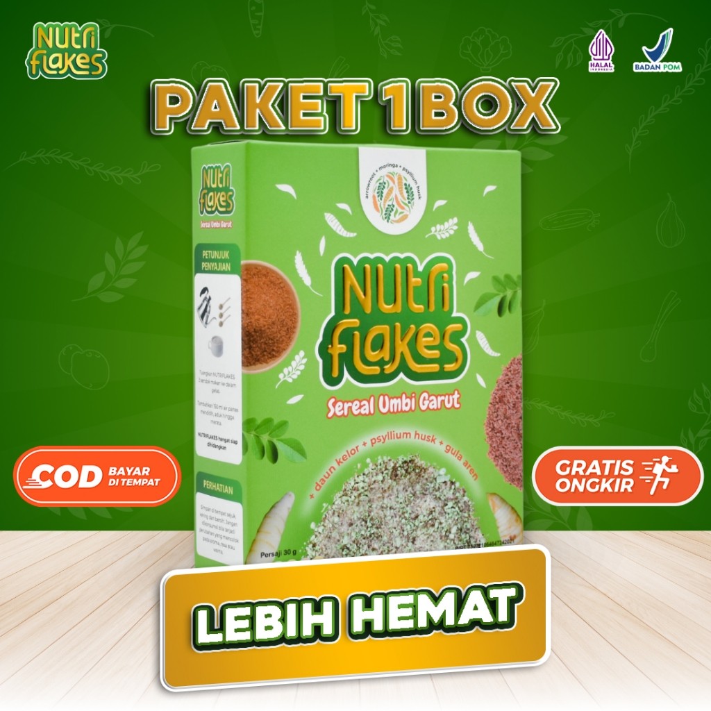 

CEREAL NUTRIFLAKES - Sereal Umbi Garut Solusi Atasi Asam Lambung Maag Gerd Isi 280gr
