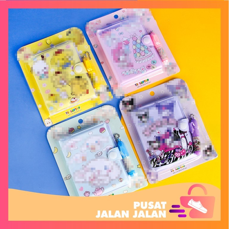 

PJJ - S6146 Buku Diary Kancing Sanrio / Cute Mini Note Book 2 in 1 / Set Memo Diary Motif Sanrio / Mini Klip Note Book and Pen