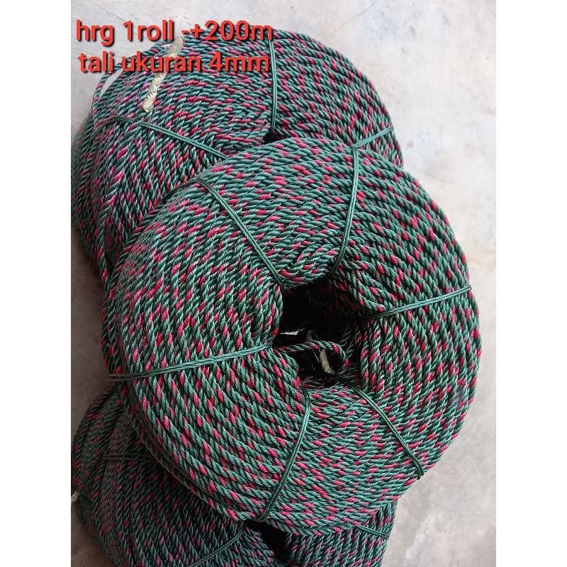 

Tali Tambang 4mm Tali Tambang Plastik PE Hijau Bintik Merah Roll