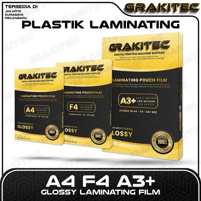 

Grakitec Plastik Laminating FIlm A4 | F4 | A3+ Glossy 100 MICRON 100 PCS Grakitec - A4 100 PCS