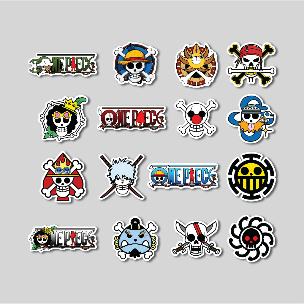 

Sticker Pack ONE PIECE Flag Icon | Sticker Tumbler | Stiker Laptop Koper Helm