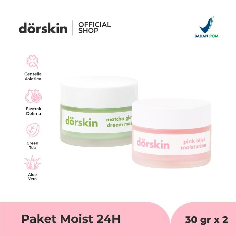 

[SPECIAL LIVE EXCLUSIVE] [DUO MOIST 24/7] DORSKIN Matcha Glow Sleeping Mask X Pink Bliss Moisturizer Mencerahkan Wajah