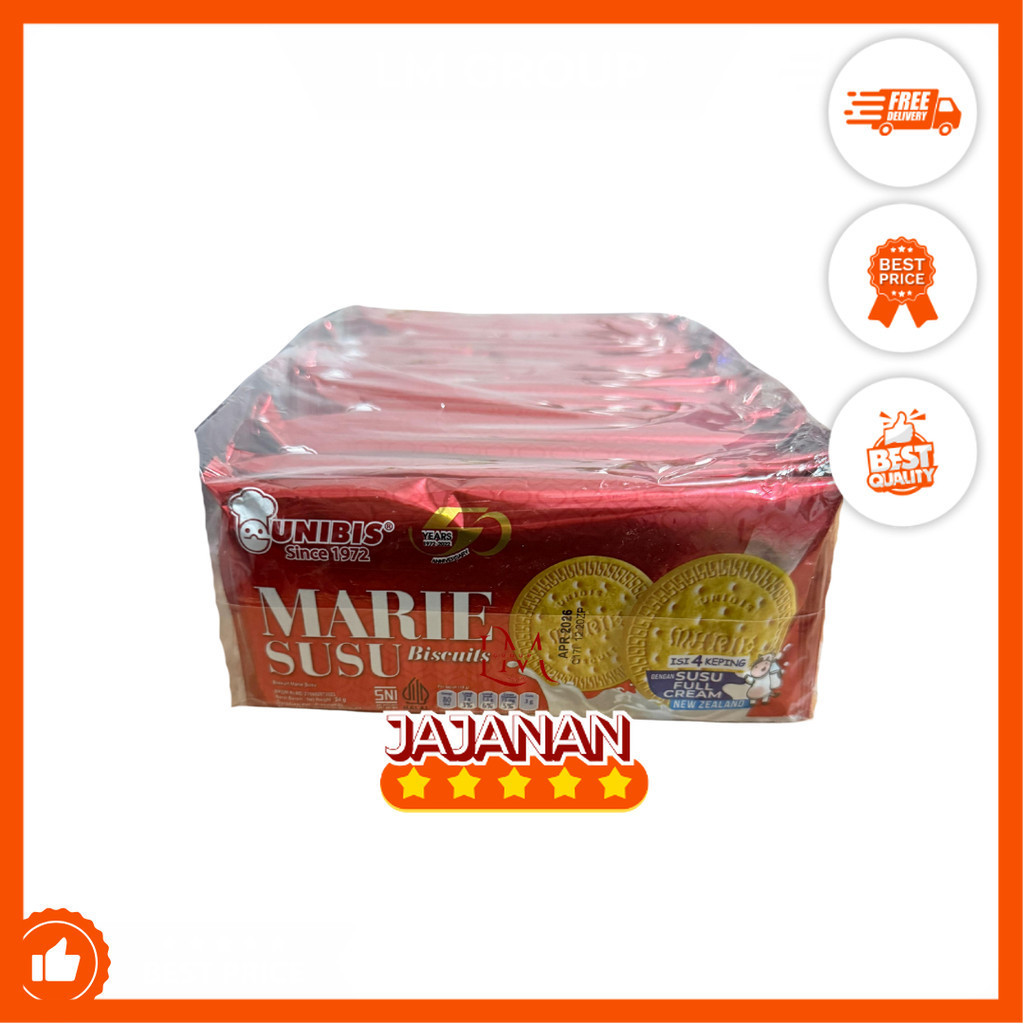 

Unibis Marie Susu Biscuits 1 Pak isi 10 pcs x 24gr Jajanan Termurah