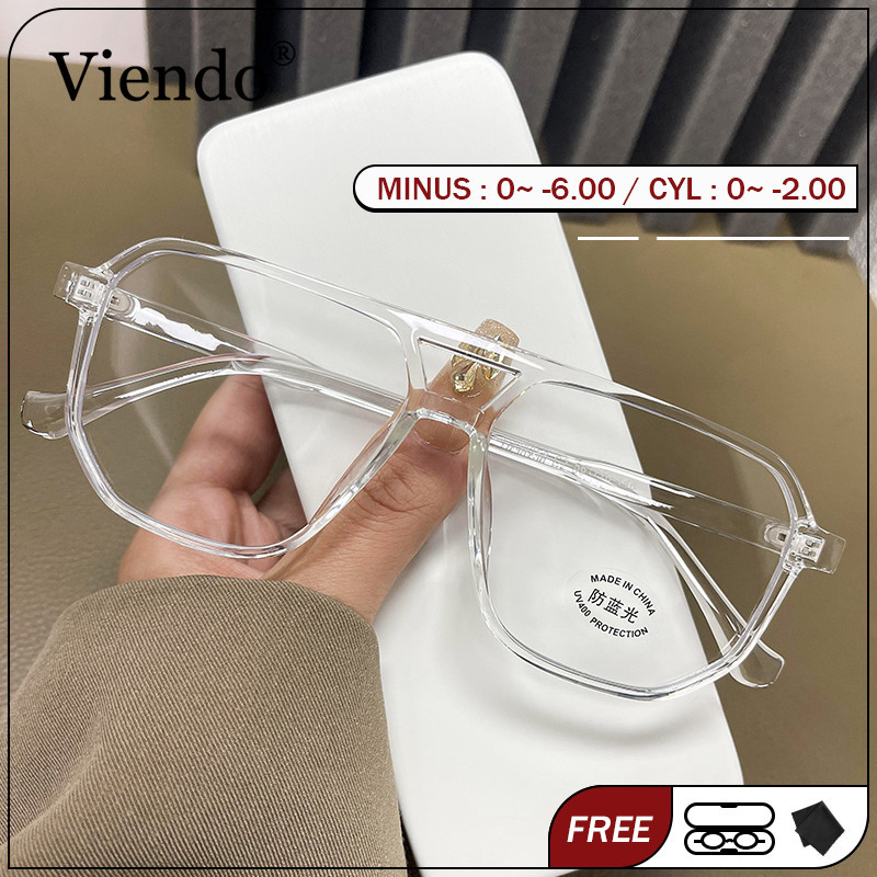 Viendo Kacamata Photocromic Minus Pria Wanita Silinder Anti Radiasi Blueray Kaca Mata Optik Frame