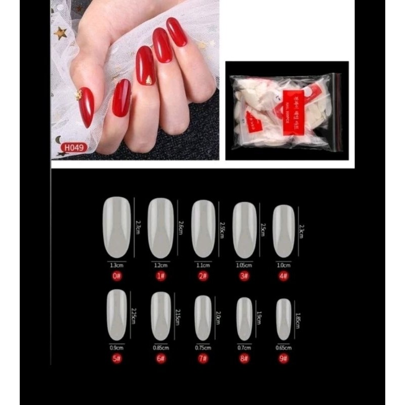Kuku Palsu Nail Tip Oval 500pcs Putih Bening