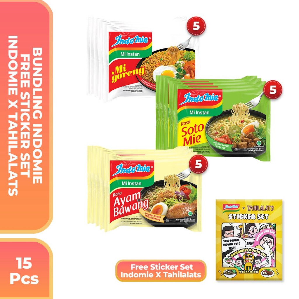 

15 PCS - Bundling Indomie Free Sticker Set Indomie X Tahilalats