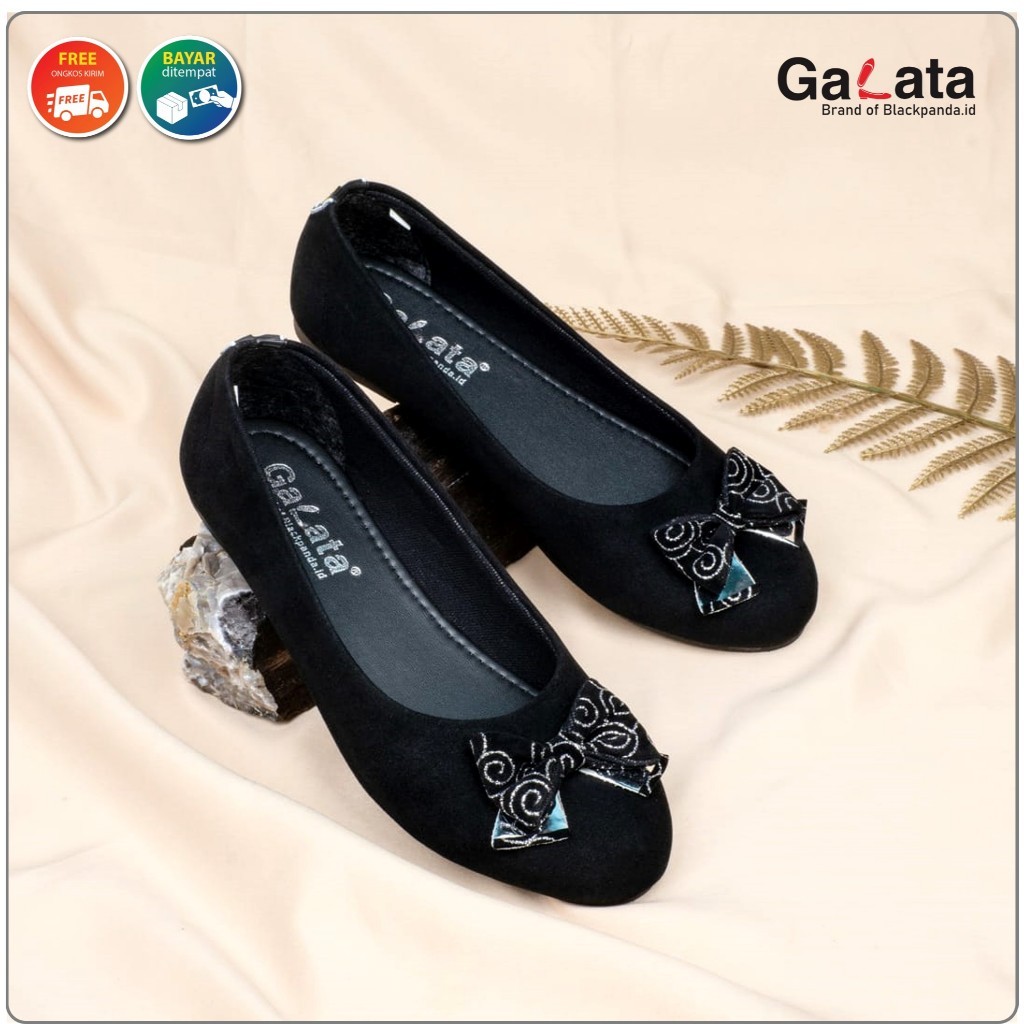 Blackpanda Flat Shoes - Sepatu Black Panda - Sepatu Wanita - Black Panda Ribbon Black