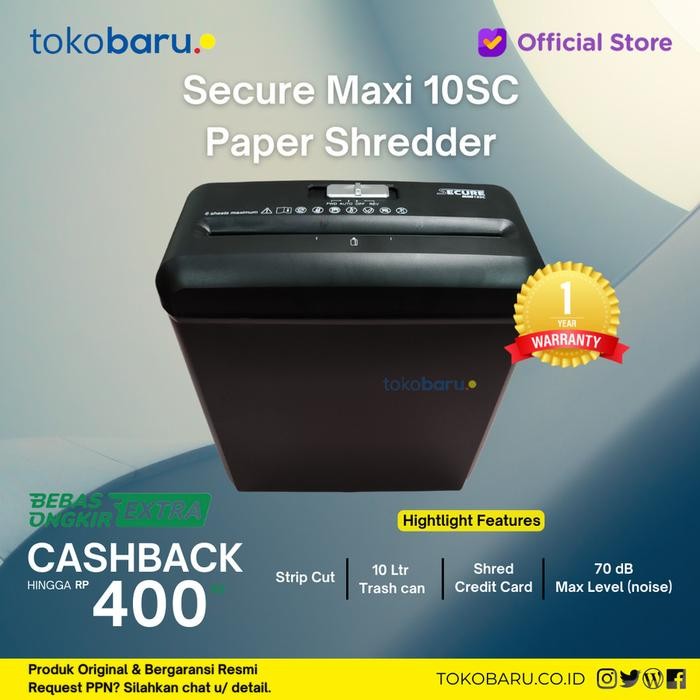 

Secure Maxi 10SC Paper Shredder Mesin Penghancur Kertas Garansi Resmi - Pack Bubblewarp
