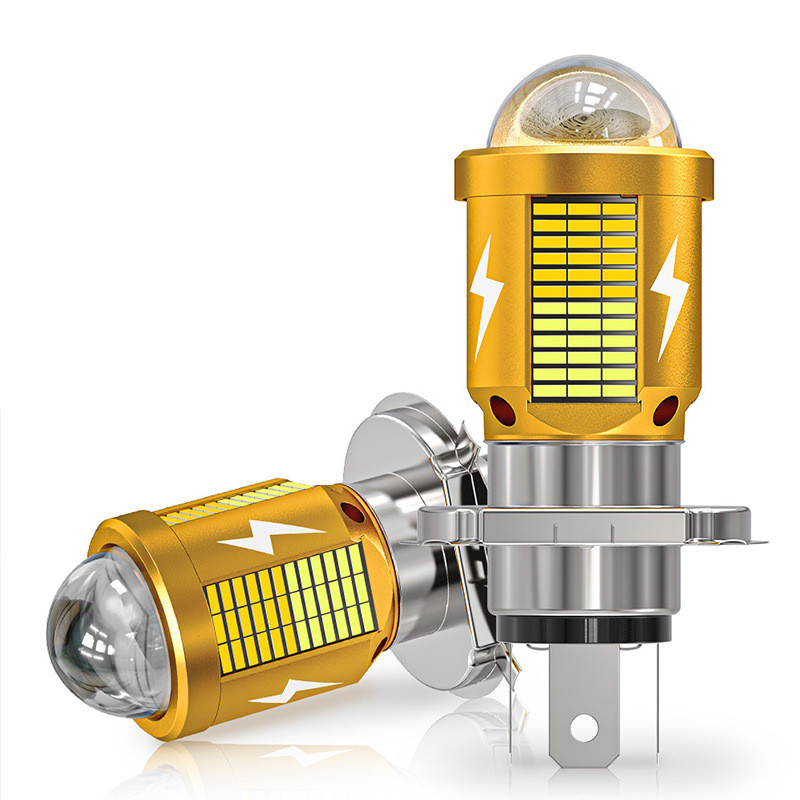 Lampu Depan Soket H4 Universal LED Lampu Sorot Laser Gold H4 Motor Mobil 12V - 85V