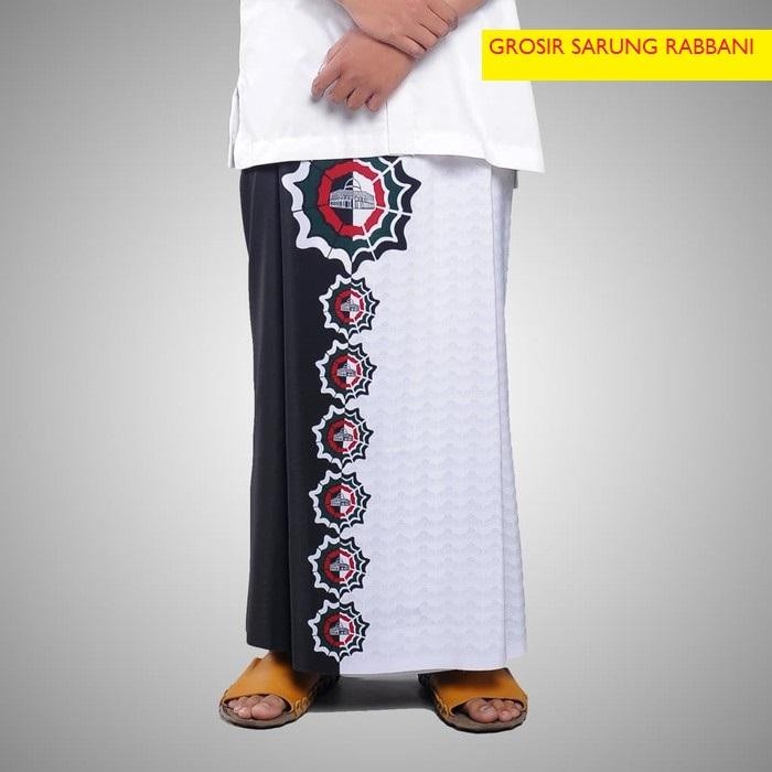 Rabbani Sarung Palestina Neo AlQuds 5 Putih Hitam Motif Palestine - NAlQuds Pth Htm