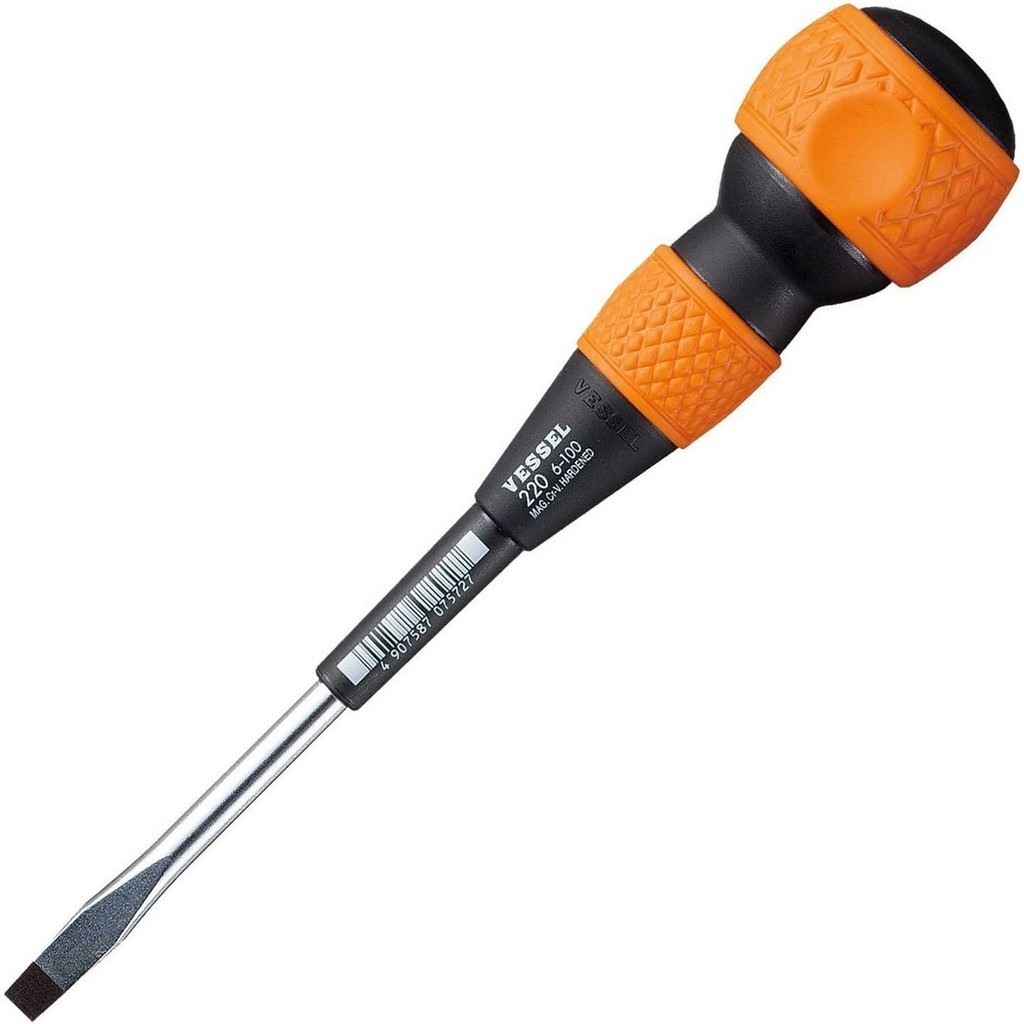 VESSEL 220 Ball grip Screwdriver Obeng Bola Minus (-)