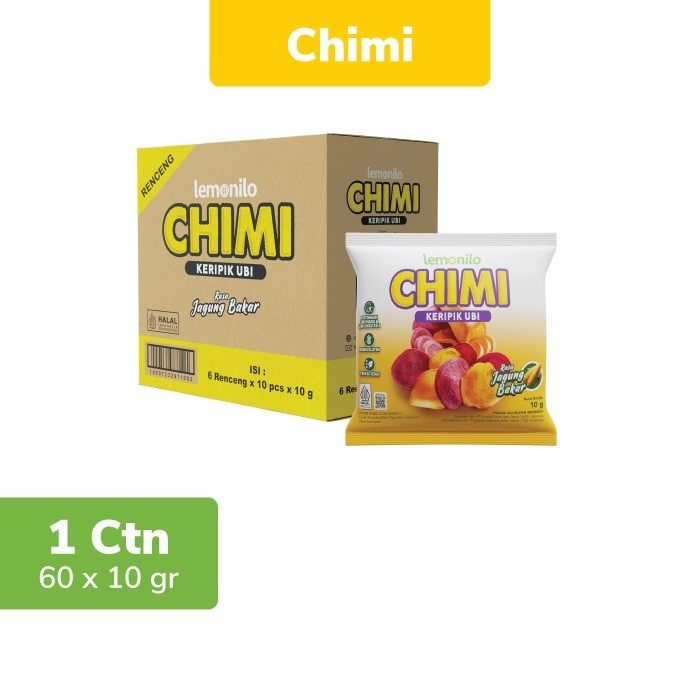 

1 Kardus 60 Pcs Lemonilo Chimi Keripik Ubi Jagung Bakar 10g