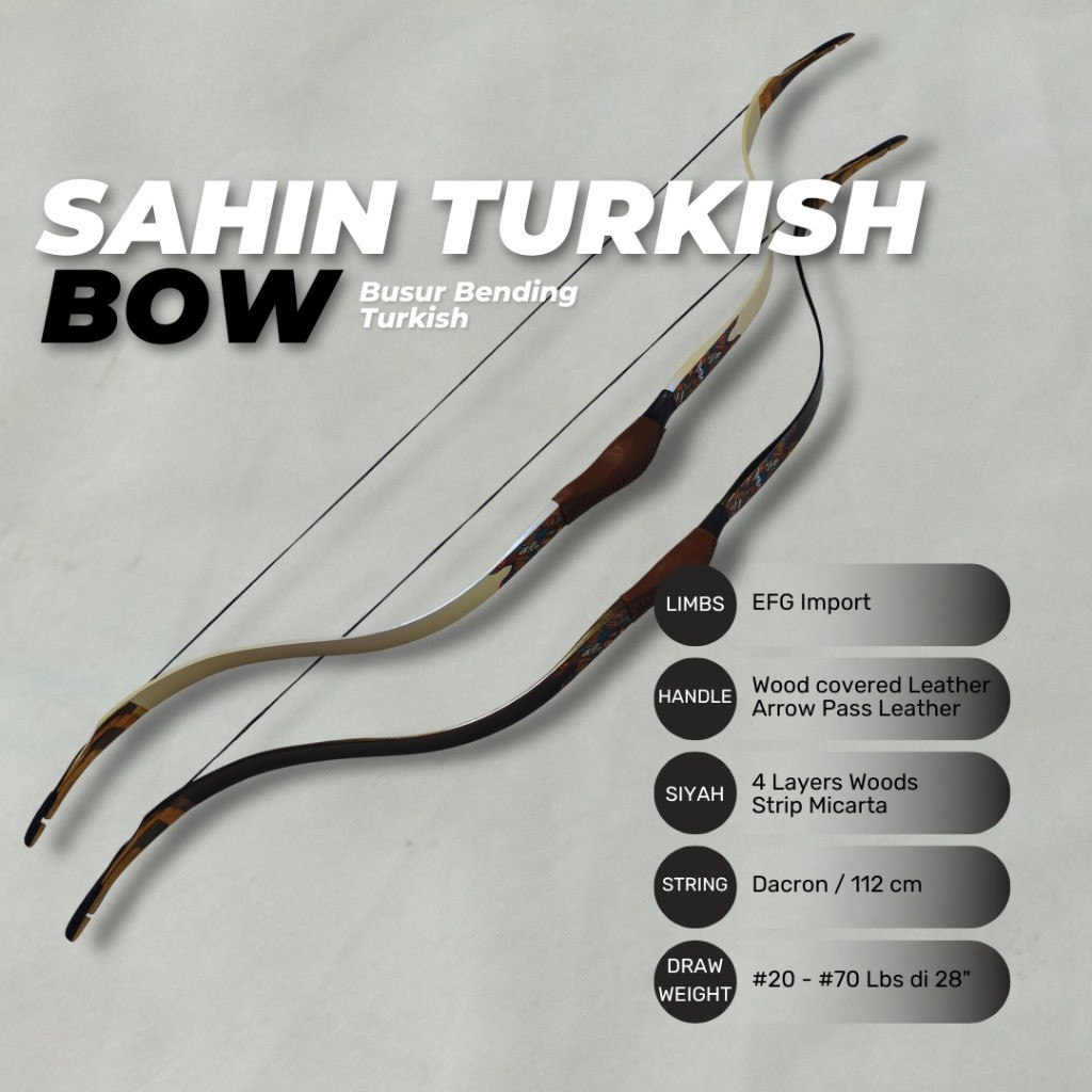 sahin turkish bow 20–70 lbs – busur horsebow fiberglass tradisional panahan latihan & lomba