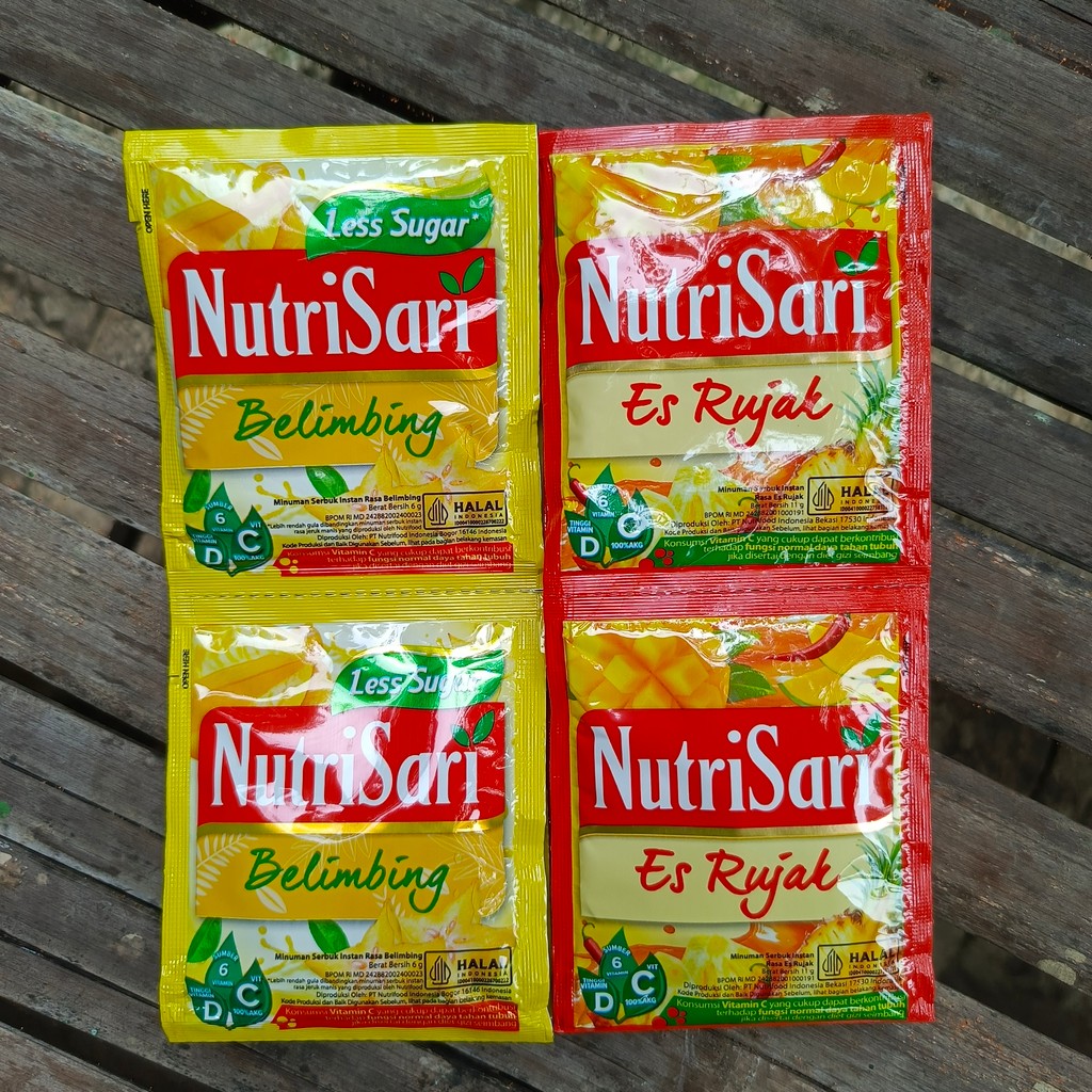 

Nutrisari Premium jus mangga Belimbing less sugar es rujak 10 sachet 1 renceng