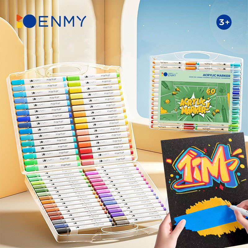 

ENMY Set spidol warna Marker Akrilik 24/48/60/80 Warna yang Beragam dan Menarik untuk Seni spidol wipe and clean
