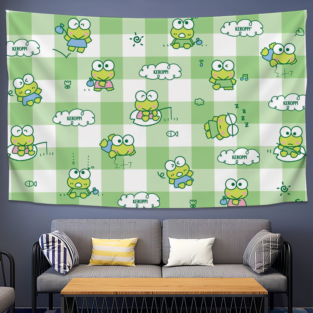 

Kero KeroK-Keroppi Cute Tapestry Home Decoration Bedroom Dormitory Background Cloth Holiday Party Living Room Club Cloth