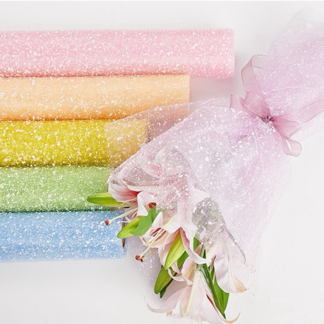 

PROMO![1ROLL/3.6METER] Snowy flower bouquet wrapping mesh roll / kertas buket bunga salju roll / roll salju / polyester / jaring snowy buketREADY
