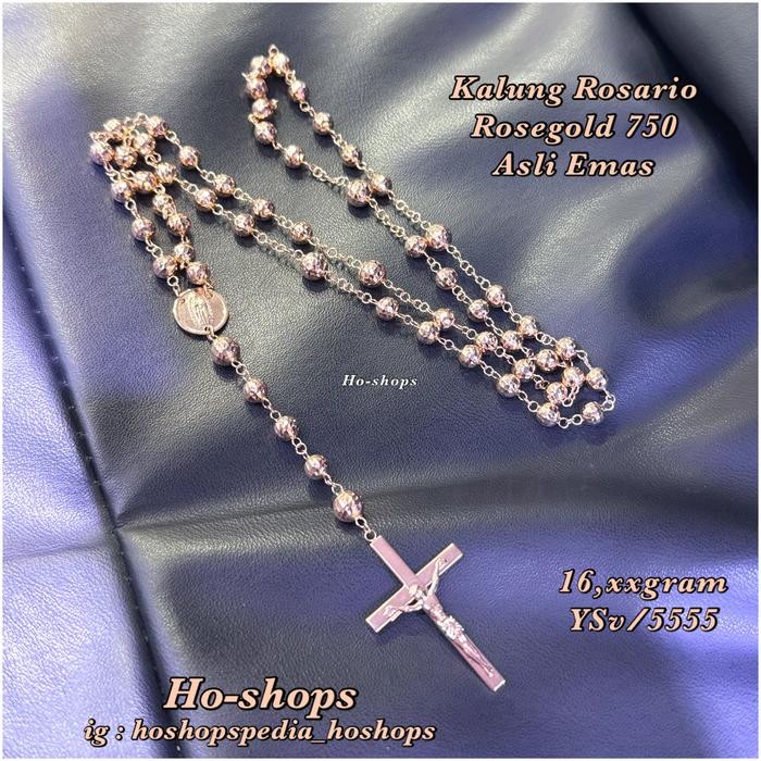 Kalung Rosario Rosegold Kadar 75% Asli Emas Yo.LF