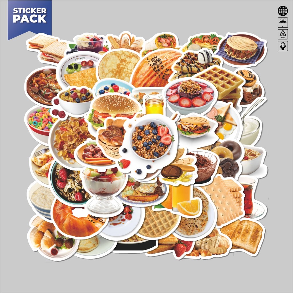 

[100PCS]Stiker Pack Sticker INS Style Breakfast Sticker Aesthetic Vinyl Anti Air Dekorasi Sticker Laptop Buku Journal Koper Helm Casing HP Gitar Helm Skateboard