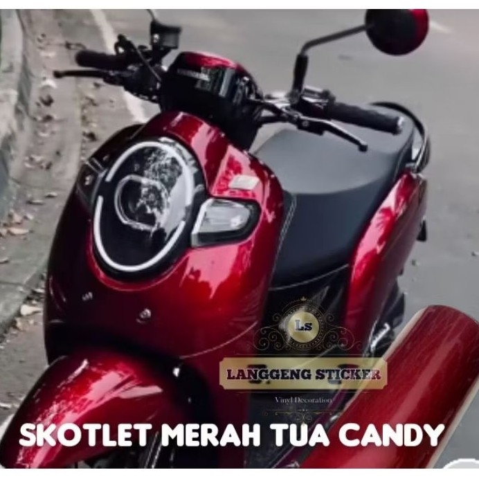 Sticker Skotlet Merah Tua Metalik Stiker Skotlet Dark red Candy Metalic Skotlet Merah Doff Untuk Var