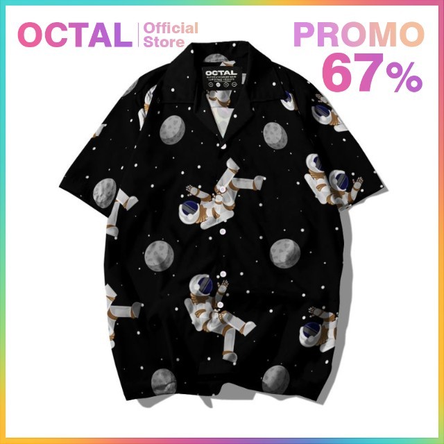OCTAL - Kemeja Motif Pattern Pantai Printing Kasual Pria - Wanita KMP-0045