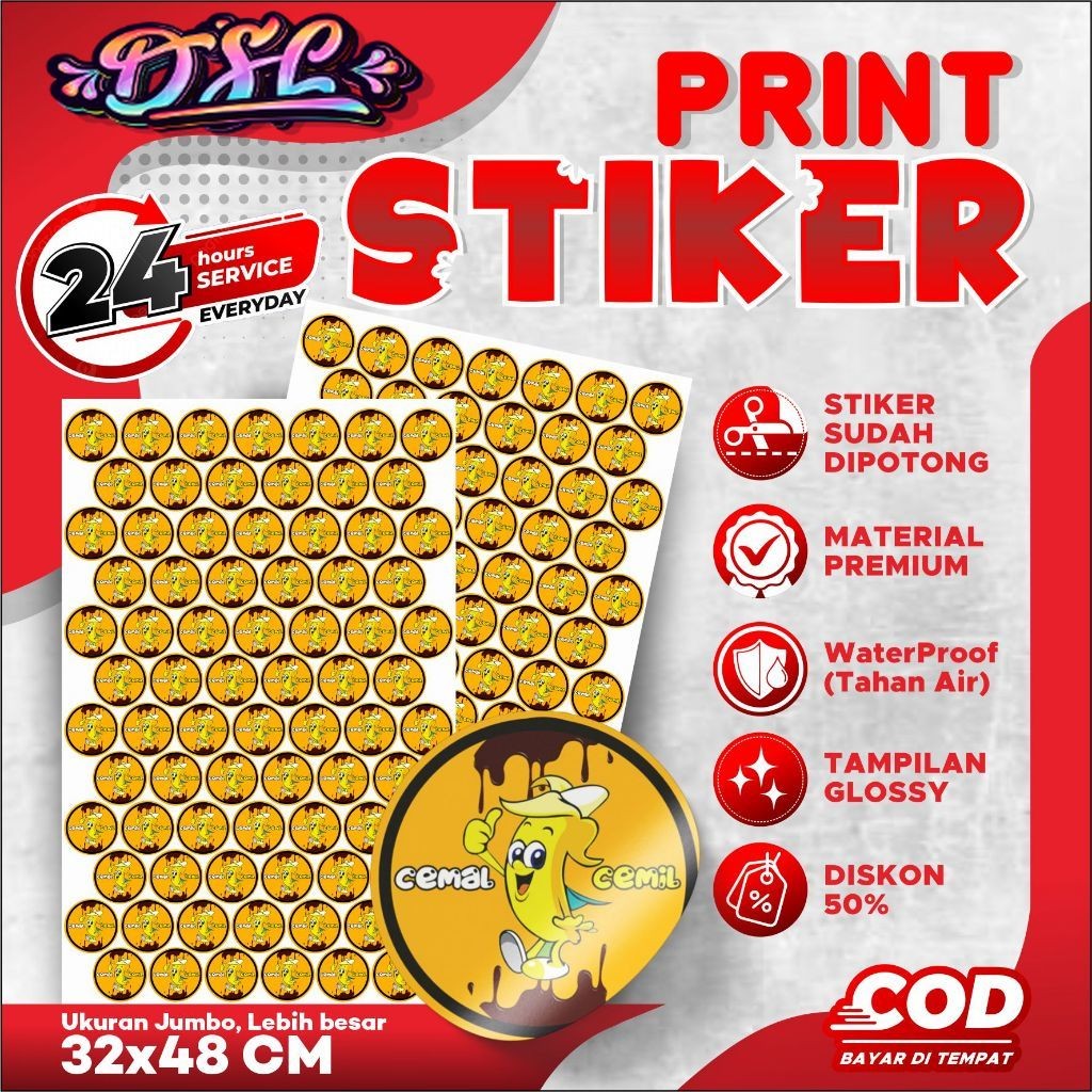 

Cetak Stiker Chromo Cut A3+ Murah Cetak Sehari Jadi No PO Cetak Stiker Label Kemasan Makanan Minuman - Gratis Logo