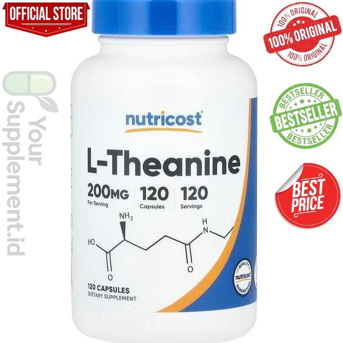 L Theanine Nutricost L-Theanine 200 mg 120 240 Capsules USA - Suplemen Kesehatan - 120 Caps