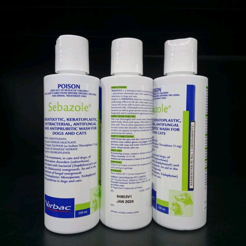 Virbac Sebazole poison sampo sebazole shampo sebazole shampoo sebazole 250 ml shampo jamur
