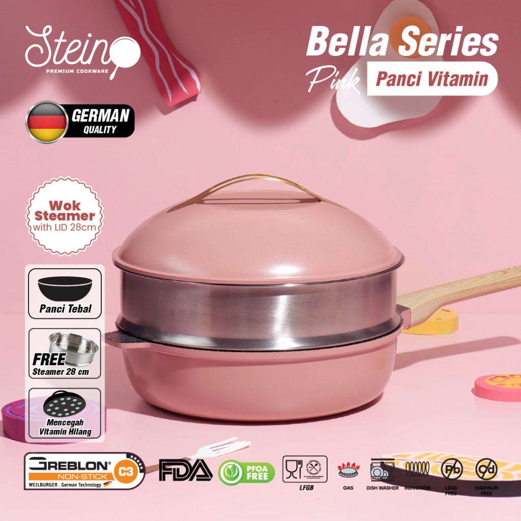 Stein Bella Series | Panci Kukus Granite Coating Greblon German | Anti Lengket