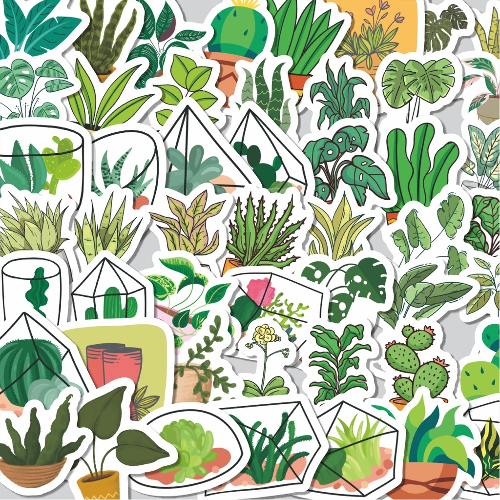 

Stiker Cutting Pack Stiker Lucu Tanaman Hijau Isi 100Pcs Series Aesthetic Lucu Keren Untuk Koper Bahan Vynil