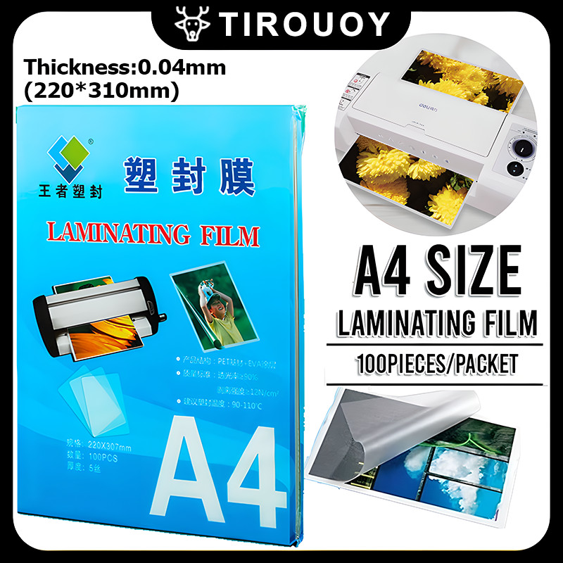 

100 PCS / Pack Ukuran A4 Film Laminating PET EVA Untuk Mesin Laminating