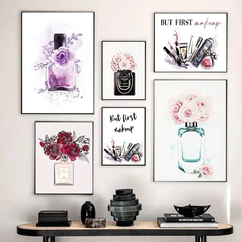 

Fashion Art Poster But First Makeup Perfume Canvas Painting And Prints Wall Art Pictures For Living Room Girl Room Decor Gifts