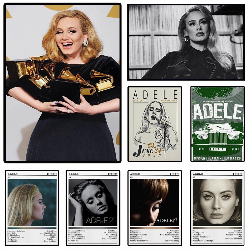 

Famous Singer Adele Photo Music Album Cover Posters and Prints Canvas Printing Wall Art Picture for Living Room Decor Fans Gift