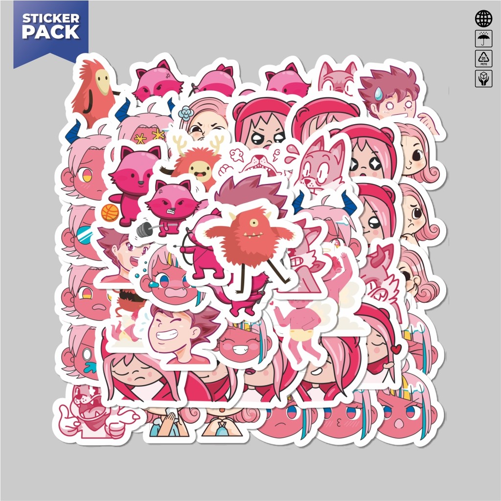 

[100PCS]Stiker Pack Stiker Pink Kartun Lucu Anime Aesthetic Vinyl Anti Air Dekorasi Sticker Laptop Buku Journal Koper Helm Casing HP Gitar Helm Skateboard