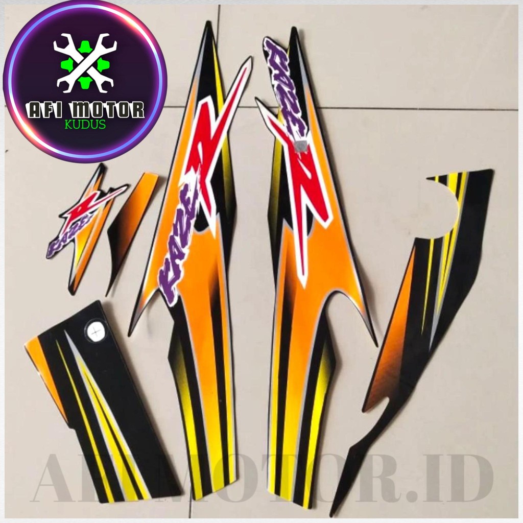 Striping Stiker Polet Motor KAWASAKI Kaze R Oren Setiker Body Full Set Standar Premium  Sticker Kend