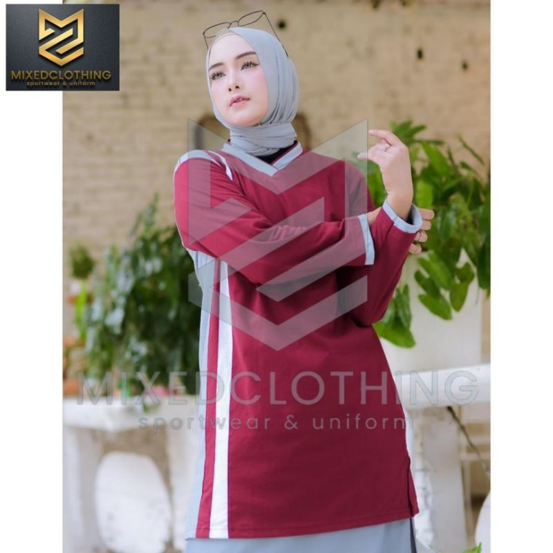 atasan olahraga muslimah tunik wanita/baju kaos olahraga muslim/baju olahraga muslimah tunik wanita