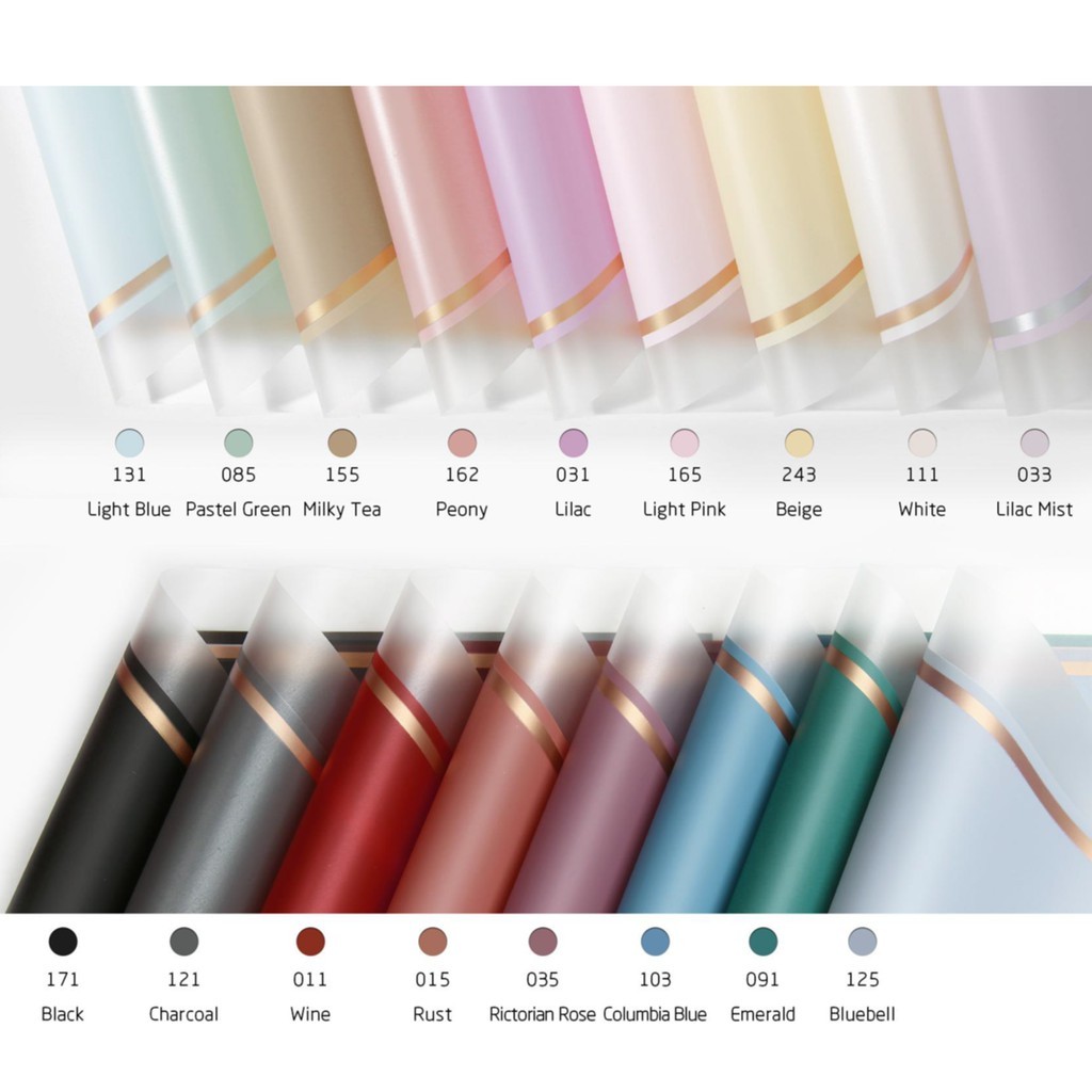 

TRANSPARENT GOLD FRAME CELLOPHANE (LEMBARAN ; 58 x 58cm) Kertas Bunga Wrapping Paper