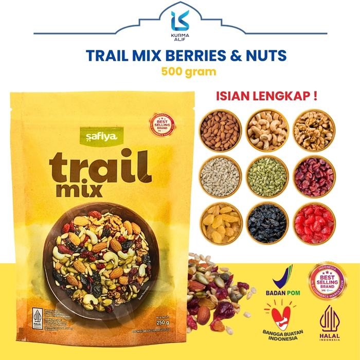 

Trail Mix Safiya Berry Nut and Seed Original Cemilan Enak - 500 gr