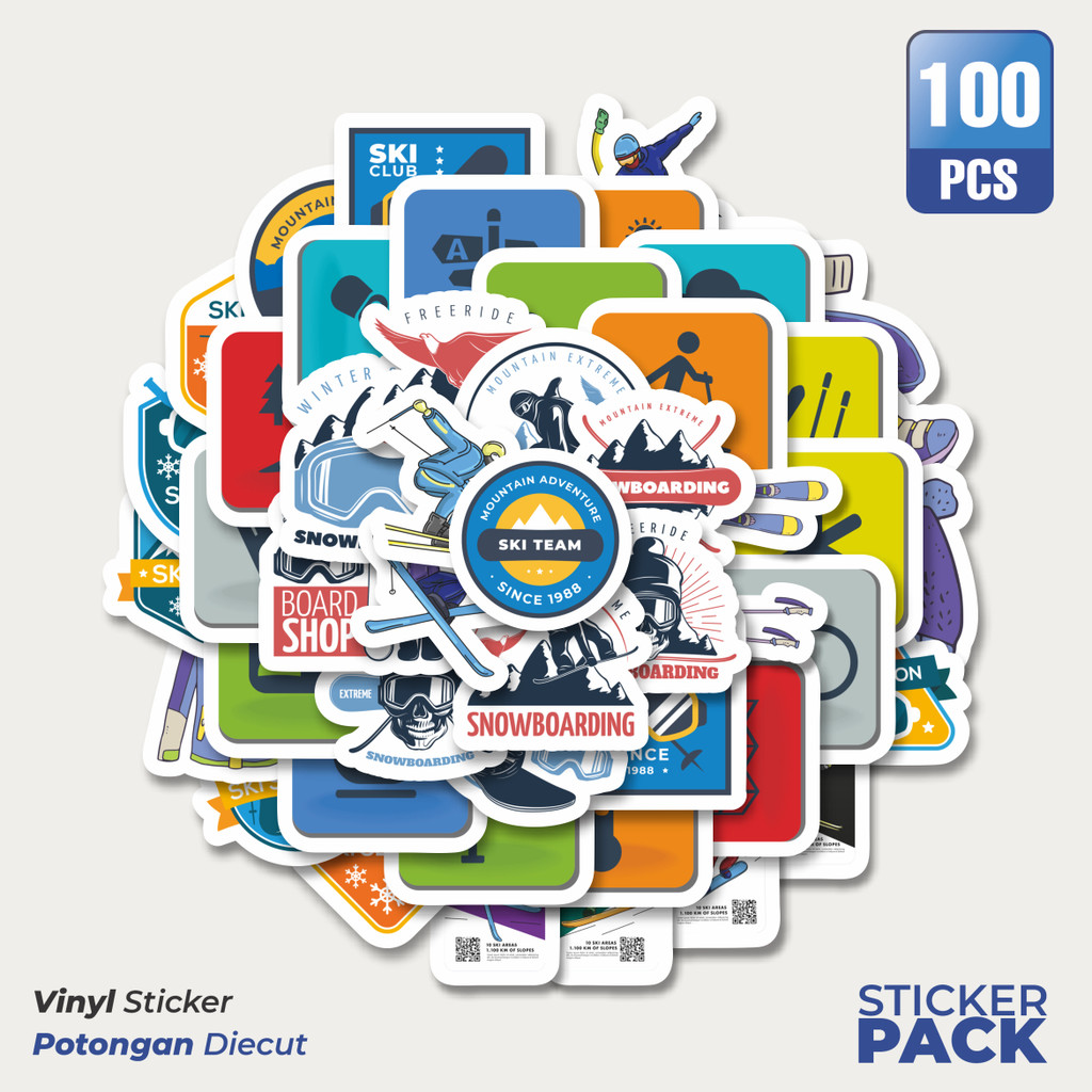 

Stiker Vinyl Stiker Ski Salju Gunung Stikcers Waterproof Aesthetic- Untuk Laptop, Motor, dan Helm - Paper Stationery Pack