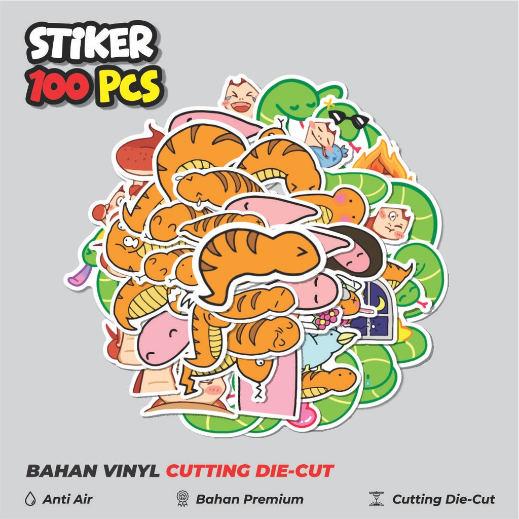 

Terbaru! 50 pcs Stiker Hewan Ular Dekorasi Lucu Kreatif untuk Notebook, Skateboard, HP