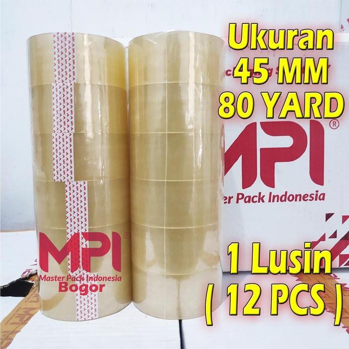 

1 LUSIN [ ISI 12 ] Lakban Bening UK 45 mm x 80 Yard / Lakban Untuk Packing - Master Pack Indonesia - 1 Lusin = 12 Pcs Terlaris