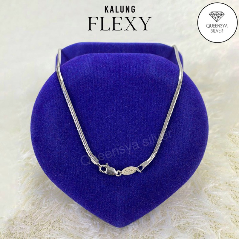 Kalung Santa Flexy Silver 925 Asli Anti Karat Pria Wanita Size Jumbo 1.5-2.2mm Panjang 45-50cm Berat