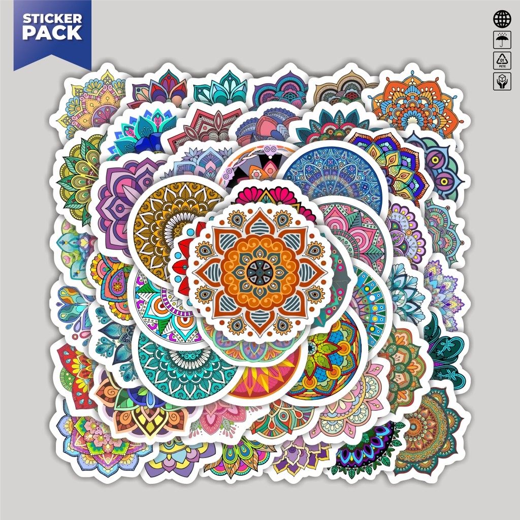 

[100PCS]Stiker Pack Stiker Desain Mandala Aesthetic Vinyl Anti Air Dekorasi Sticker Laptop Buku Journal Koper Helm Casing HP Gitar Helm Skateboard